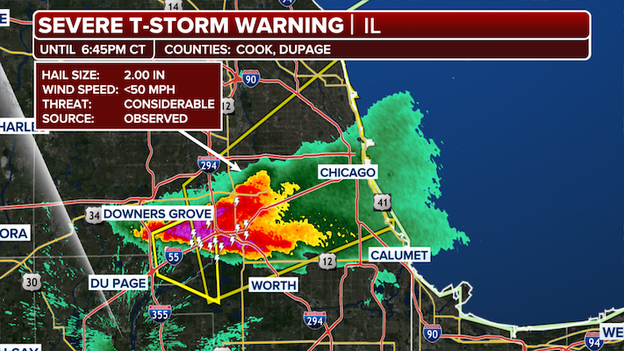 Severe Thunderstorm Warning issued for Chicago metro area