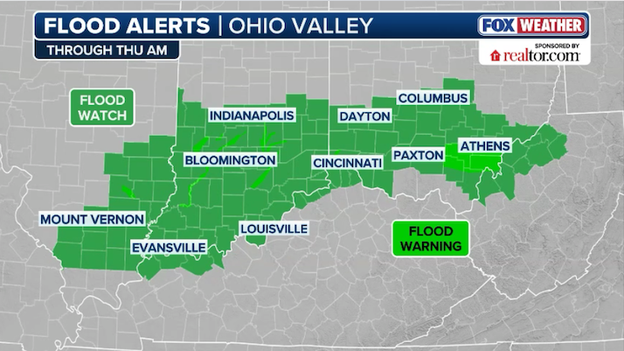 Flood Watch issued as heavy rain threat expands across the Heartland and Ohio Valley