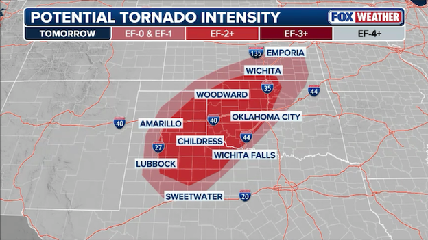 Strong tornadoes possible across Oklahoma and Texas on Thursday
