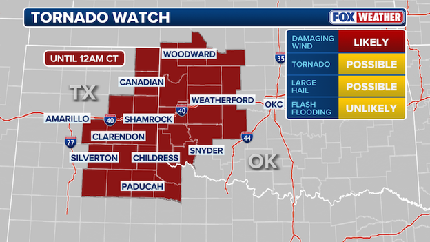 Tornado Watch issued for parts of Oklahoma and Texas