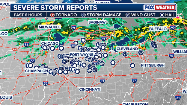 Severe storms erupting across the Midwest and Ohio River Valley