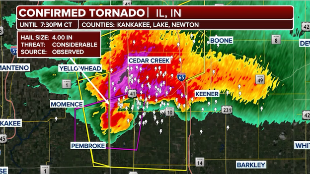 Massive, life-threatening tornado tearing into western Indiana