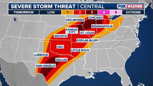 Texas on high alert for 'hen-egg' sized hail and tornadoes Tuesday