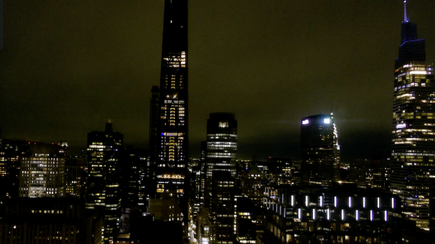 Clouds blanket the Blood Moon over New York City