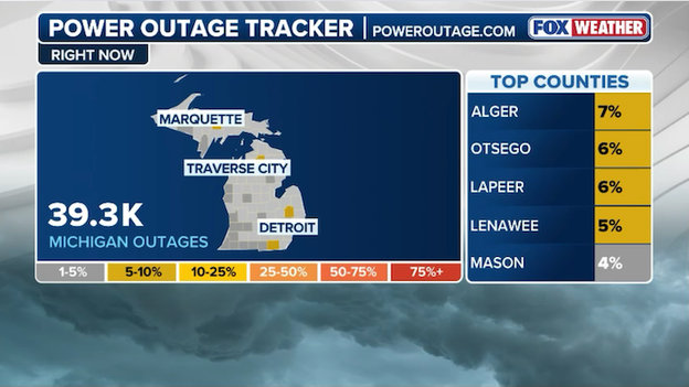 Nearly 40,000 without power in Michigan as fierce winds hammer the state