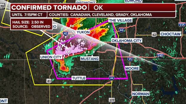 Tornado Warning issued for Oklahoma City metro area