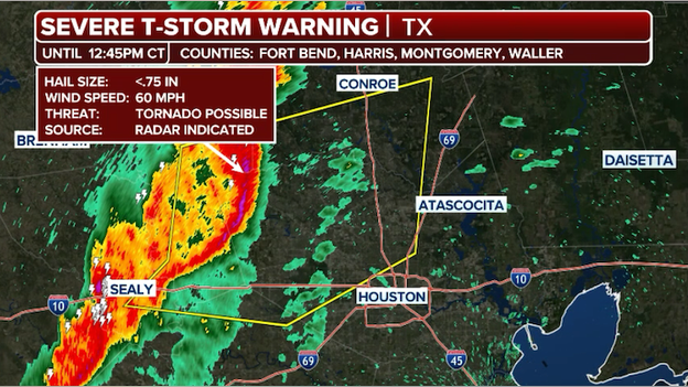 Severe thunderstorms roaring into Houston metro area right now