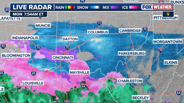 Snow, freezing rain, and sleet snarl the morning commute across the Ohio Valley