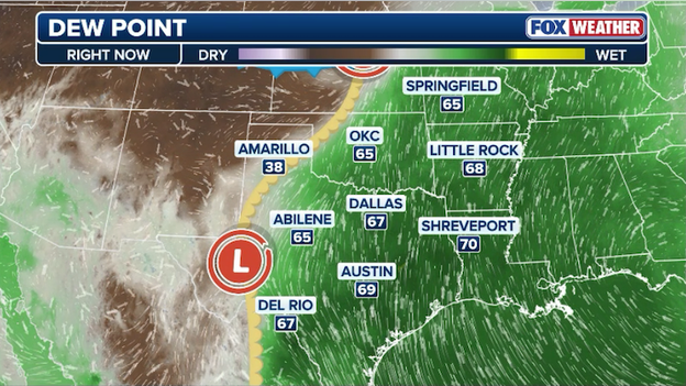 Moisture surging north ahead of expected severe weather outbreak