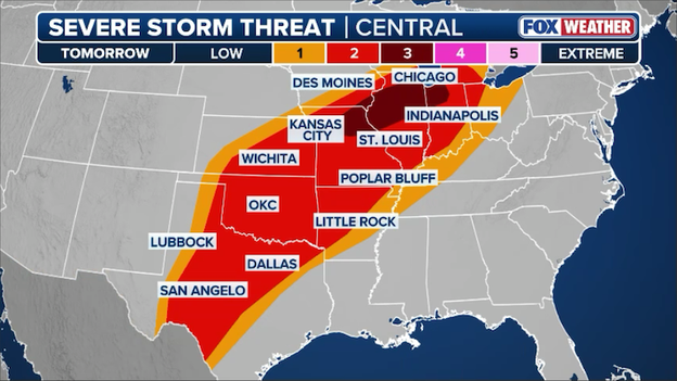 Volatile severe weather setup shifts toward Heartland for Tuesday