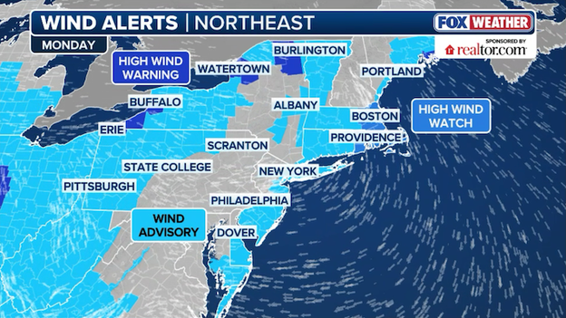 New York City and the Northeast under a Wind Advisory for 55-mph gusts