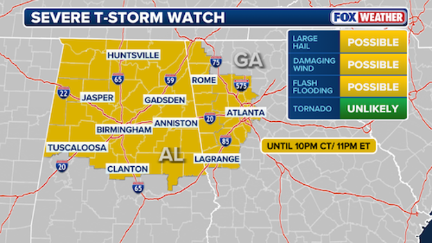 Severe Thunderstorm Watch expands into Atlanta