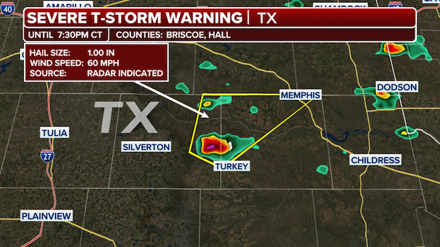 Severe Thunderstorm Warning issued for parts of Briscoe and Hall counties