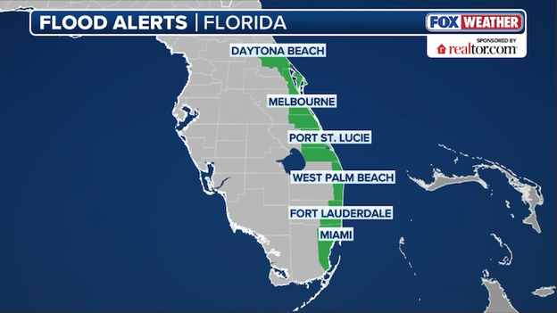 Flood Watch remains in effect from Miami to Daytona Beach as heavy rain shifts toward the coast