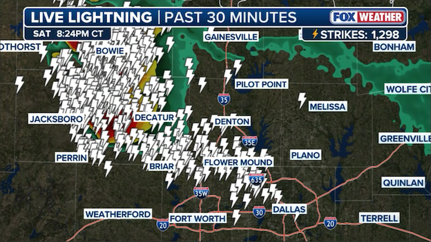 Anvil lightning from distant storms flashes over Dallas