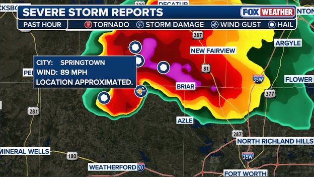 Incredible 89 mph gust recorded as violent storm sweeps through Springtown