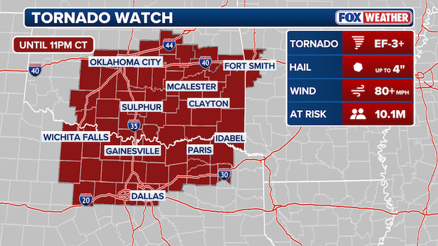 Fort Smith, Arkansas now included in Tornado Watch until 11 p.m. CT