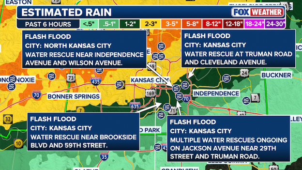 Water rescues underway as life-threatening flash flooding slams Kansas City