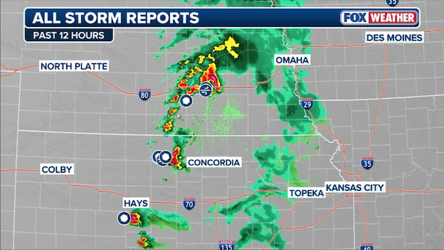 First reports of severe weather: Hail and high winds hit Kansas and Nebraska
