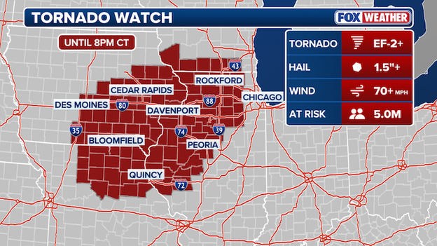 Tornado Watch issued for Illinois, Iowa, Missouri and Wisconsin
