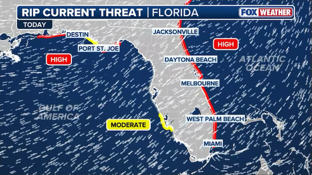 Life-threatening rip currents and high surf grip Florida’s Atlantic and Gulf coasts