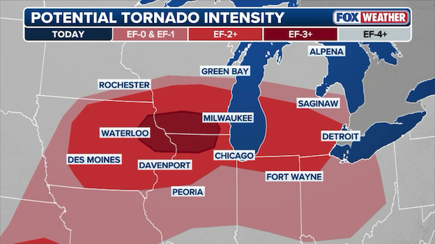 High-risk zones: Where intense tornadoes are most likely to strike today