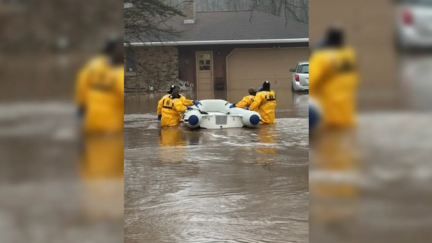 Firefighters rescue 3 from Wisconsin home as floodwaters submerge first floor