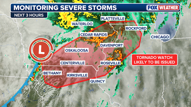 Tornado Watch likely for Iowa and Illinois as severe storms begin to develop