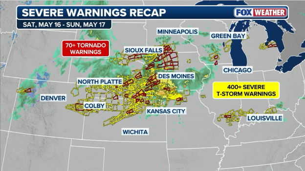 Tornadoes, giant hail and flash flooding hammer central U.S. over weekend