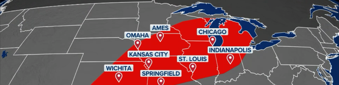 Millions of Americans are facing the threat of intense tornadoes, monster hail, and destructive winds as a severe weather outbreak continues across the central U.S.