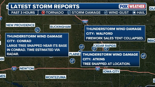 Damage reports emerge from Iowa after hurricane-force morning wind assault