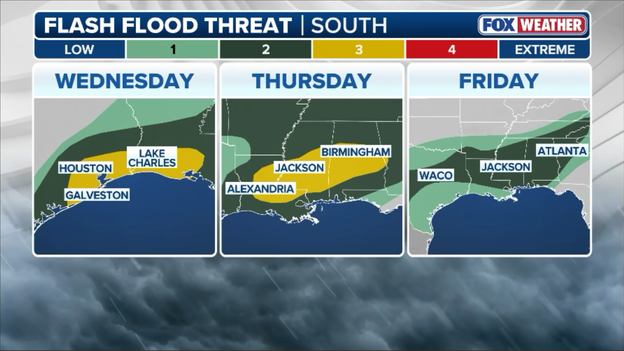Gulf Coast flood zone expands eastward as torrential rain targets new states
