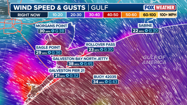 Texas coast clocks 45 mph wind gusts as Potential Tropical Cyclone One hugs shore
