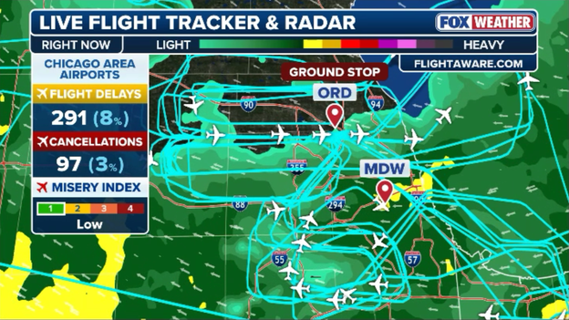 Ground stop halts Chicago-bound flights as severe Midwest storms blast the region