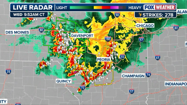 Roads flood and storms roar as violent first wave hammers Illinois communities