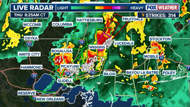Multiple tornadoes tear through Mississippi as tropical bands trigger warnings