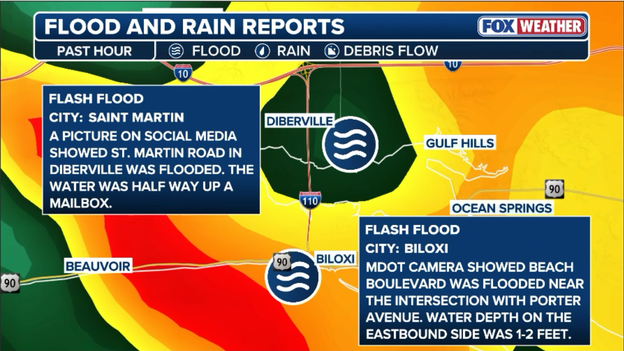 Torrential rain swamps coastal Mississippi with severe flash flooding this morning