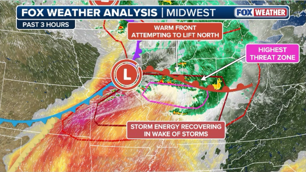 Central Illinois and Indiana become prime target for evening tornadoes