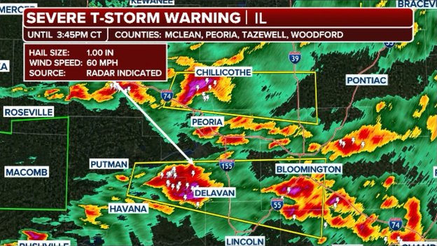 Searing across Illinois: Severe storms scream east at 60 mph through I-155 corridor