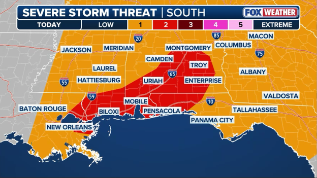 Spin-up tornadoes possible as tropical outer bands lash Gulf Coast and Southeast