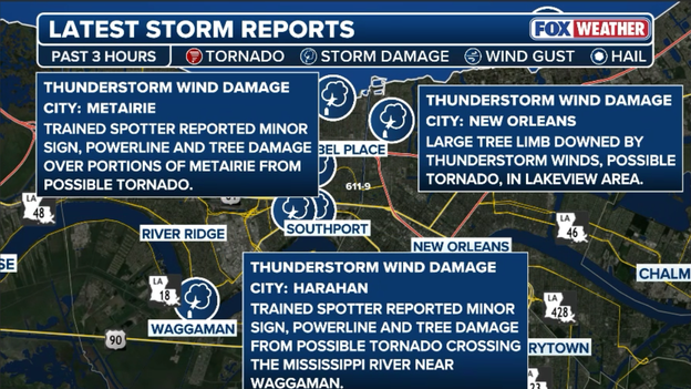 Emergency crews assess damage after possible tornado strikes New Orleans metro
