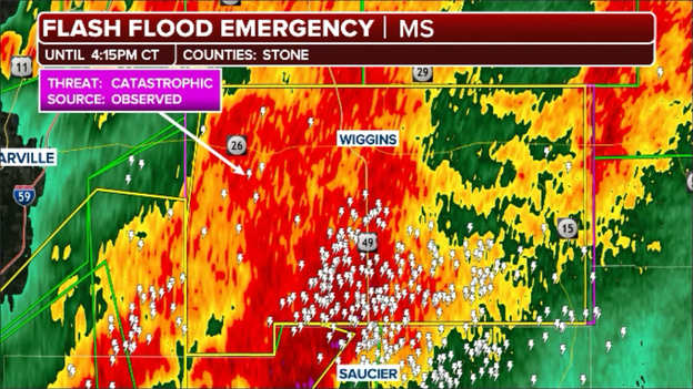 Catastrophic flooding triggers Flash Flood Emergency in Stone County