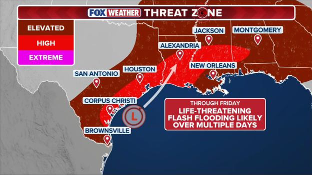 FOX Weather Threat Zone reveals where catastrophic flash flooding is most likely
