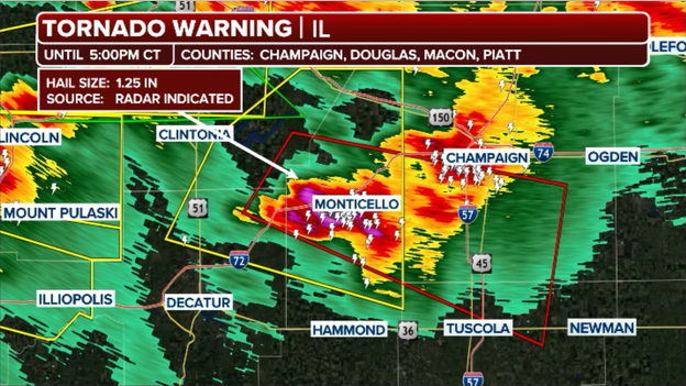 Take cover now: First afternoon Tornado Warning fires off for central Illinois