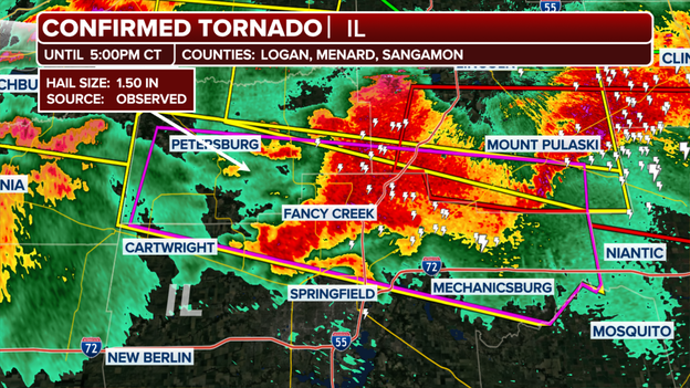Confirmed Tornado races across Central Illinois at 55 mph