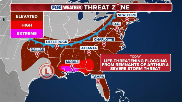 FOX Weather Threat Zone shows rare extreme area for Mississippi, Alabama, and Florida Panhandle