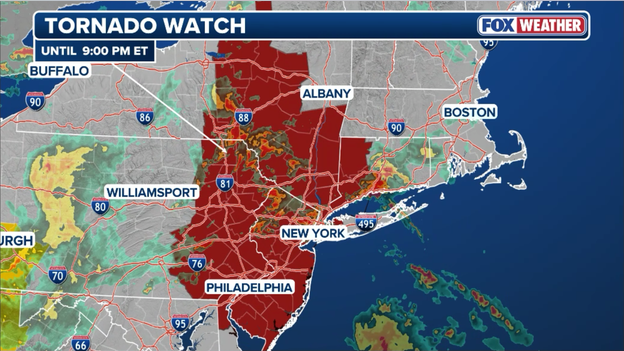 Tornado Watch ongoing for 32 million from New York City to Philadelphia