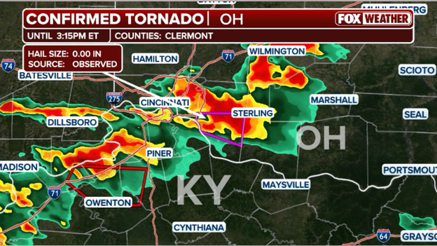 Confirmed Tornado moving through Clermont County just outside Cincinnati