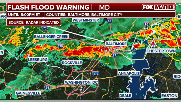 Renewed Mid-Atlantic storms raise flash flood threat for Baltimore, Washington, D.C.