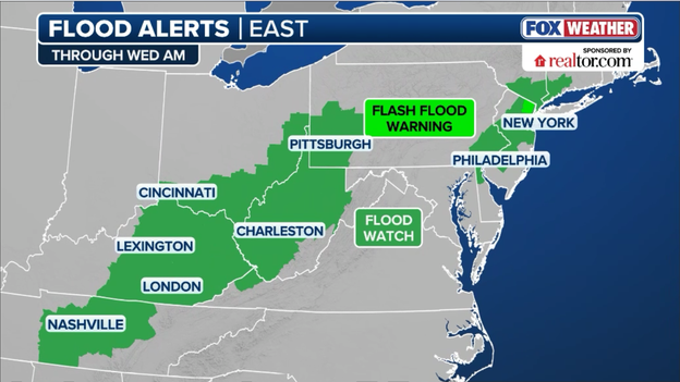 More than 26 million Americans under flood alerts from Tennessee to the Northeast
